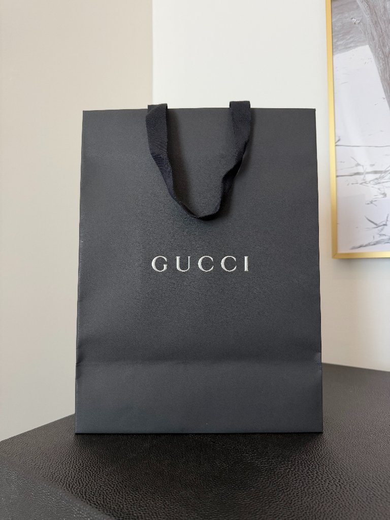 Gucci Empty Paper Shopping Gift Bag Matte Black 10x135x55